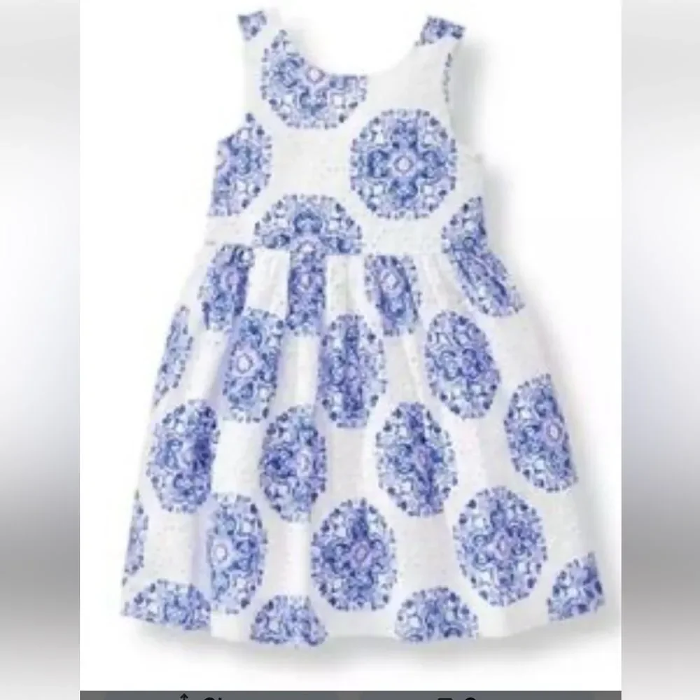 Janie and Jack White and blue floral eyelet dress size 2T